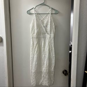 Soprano White Lace Midi Dress